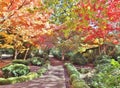 JAPANESE GARDEN IN LITHIA PARK WITH FALL FOLIAGE Royalty Free Stock Photo