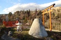 Japanese garden in the Botanical Garden in Tbilisi city in winter, Georgia