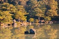 Japanese garden over water lake reflection Royalty Free Stock Photo