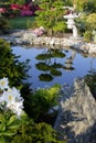 Japanese garden pond lantern Royalty Free Stock Photo