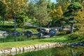 Japanese garden in Public landscape park of Krasnodar or Galician park, Russia Royalty Free Stock Photo