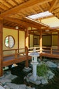 Japanese garden in public landscape park of Krasnodar or Galitsky park, Russia