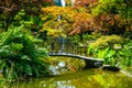 Japanese garden with small bridge at Como Lake Royalty Free Stock Photo