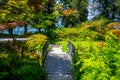 Japanese garden with small bridge at Como Lake Royalty Free Stock Photo