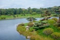 Japanese garden with stone lantern Royalty Free Stock Photo