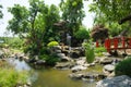 Japanese garden style with waterfall