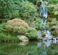 Japanese garden waterfall sqr rt Royalty Free Stock Photo