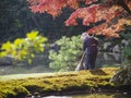 Japanese gardener in Kinkakuji temple
