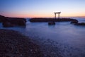 Japanese gate and sea at Oarai Ibaraki prefecture Royalty Free Stock Photo