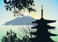 Japanese gate - Torii with mountain