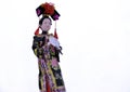 Japanese geisha doll-over isolated on white background Royalty Free Stock Photo