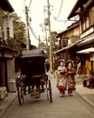 Japanese Geisha Girls or Maiko Girls in Kyoto Royalty Free Stock Photo