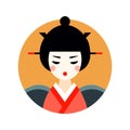 Japanese geisha logo design template isolated on white background. Royalty Free Stock Photo