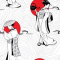 Japanese Geisha seamless pattern