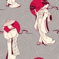 Japanese Geisha seamless pattern