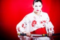 Japanese geisha with sword