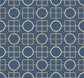 Japanese Geometric Line Mosaic Vector Seamless Pattern