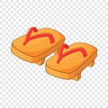 Japanese geta footwear icon, cartoon style