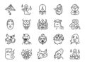 Japanese ghost icon set. Included icons as spirit, monster, demon, folklore and more.