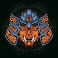 Japanese ghost samurai head illustration