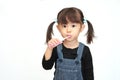 Japanese girl brushing her teeth Royalty Free Stock Photo