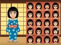 Japanese Girl Cartoon Emotion faces Vector Illustration Royalty Free Stock Photo