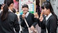 Cute laughter school girls