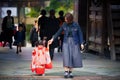 Japanese girl with her mother celebrate Shichi-Go-San ritual at Oyama Jinja shrine, Kanazawa