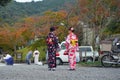 Japanese girl in kimono dress at Kiyomizu temple  in Kyoto, Japan Royalty Free Stock Photo