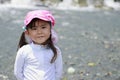 Japanese girl playing in the river Royalty Free Stock Photo