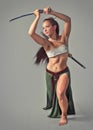 Japanese girl warrior. Royalty Free Stock Photo