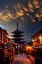 Japanese girl wearing the japanese traditional kimono at Yasaka Pagoda Royalty Free Stock Photo