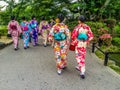 Japanese girls in kimono. In Kyoto, Japan Royalty Free Stock Photo