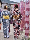 Japanese girls walking kimono