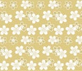 Japanese Gold Cherry Blossom Vector Seamless Pattern Royalty Free Stock Photo