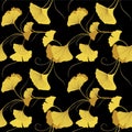 Japanese Gold Gingko Leaf Vector Seamless Pattern Royalty Free Stock Photo