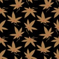 Japanese Gold Maple Leaf Vector Seamless Pattern