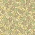 Japanese Gold Overlap Leaf Vector Seamless Pattern