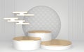 Japanese golden Podium minimal geometric white and gold style abstract.3D rendering