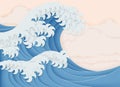 Japanese Great Wave Layered Paper Craft Style
