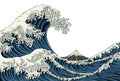 Japanese Great Wave Sea Japan Engraved Art Design Royalty Free Stock Photo