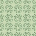 Japanese Green Bamboo Circle Vector Seamless Pattern