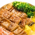 Japanese grilled eel and rice on bowl set.