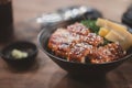 Japanese grilled eel with sweet sauce on rice bowl Royalty Free Stock Photo