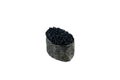 Japanese Gunkan Sushi with black Tobiko caviar and rice wrapped in nori seaweed. Royalty Free Stock Photo