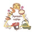 Japanese Hand Drawn Food Design. Japan Traditional Cuisine. Sushi Bar Menu Royalty Free Stock Photo