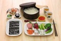 Hand rolled temaki sushi set, japanese food