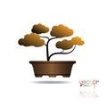 Colorful of Bonsai tree, silhouette of bonsai, Detailed image, Vector illustration. Royalty Free Stock Photo
