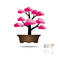 Colorful of Bonsai tree, silhouette of bonsai, Detailed image, Vector illustration. Royalty Free Stock Photo