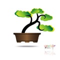 Colorful of Bonsai tree, silhouette of bonsai, Detailed image, Vector illustration. Royalty Free Stock Photo